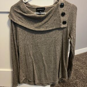 Women's Gray Sweater with Button Detail
